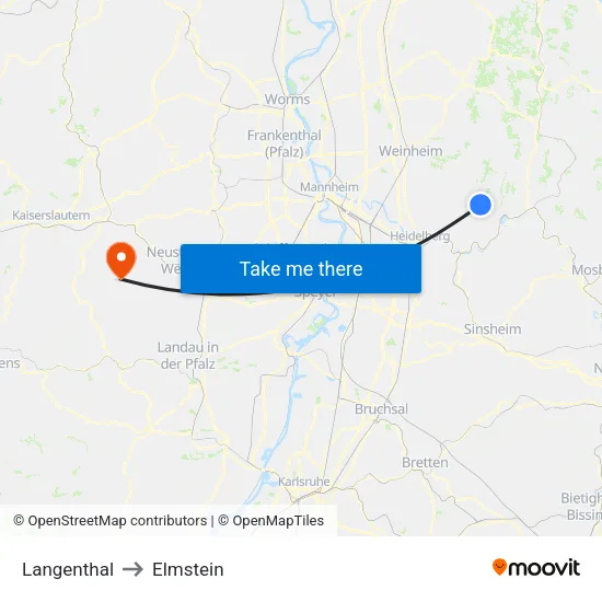 Langenthal to Elmstein map