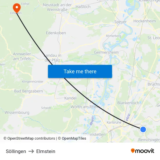 Söllingen to Elmstein map
