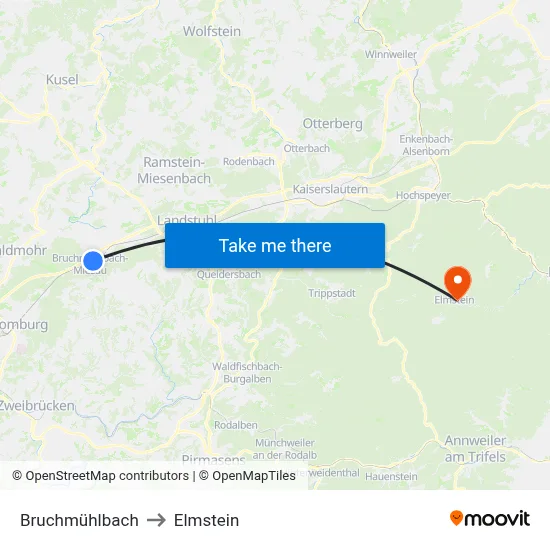 Bruchmühlbach to Elmstein map