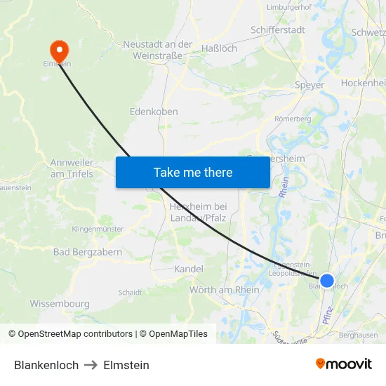 Blankenloch to Elmstein map