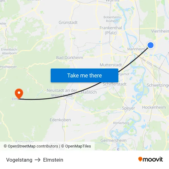 Vogelstang to Elmstein map