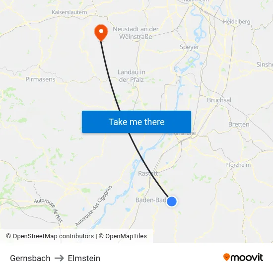 Gernsbach to Elmstein map