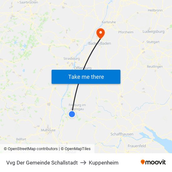 Vvg Der Gemeinde Schallstadt to Kuppenheim map