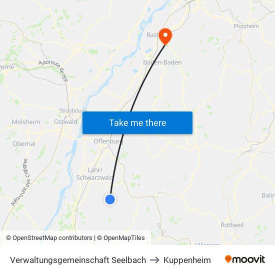 Verwaltungsgemeinschaft Seelbach to Kuppenheim map