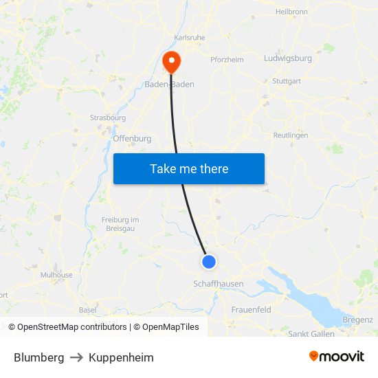 Blumberg to Kuppenheim map