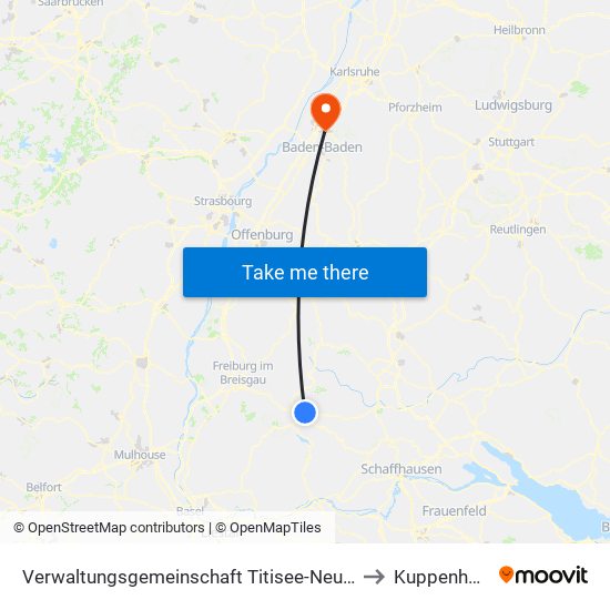 Verwaltungsgemeinschaft Titisee-Neustadt to Kuppenheim map