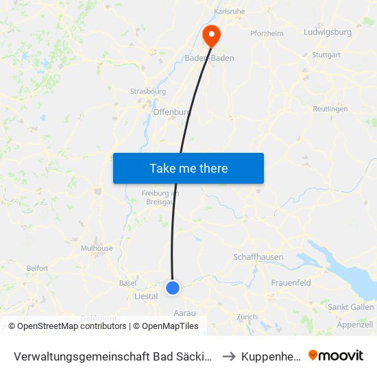 Verwaltungsgemeinschaft Bad Säckingen to Kuppenheim map