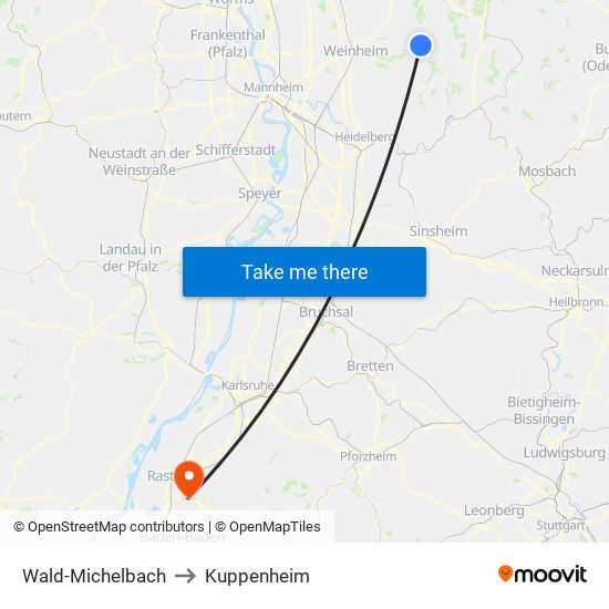 Wald-Michelbach to Kuppenheim map