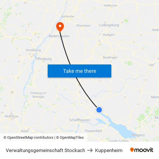 Verwaltungsgemeinschaft Stockach to Kuppenheim map