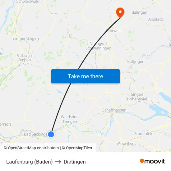 Laufenburg (Baden) to Dietingen map