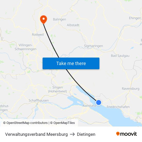 Verwaltungsverband Meersburg to Dietingen map