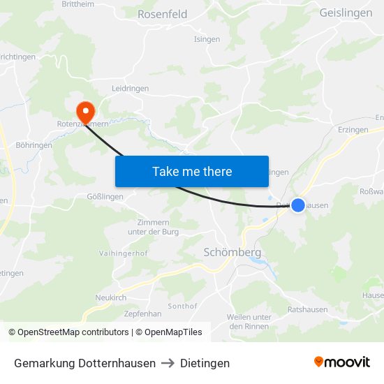 Gemarkung Dotternhausen to Dietingen map