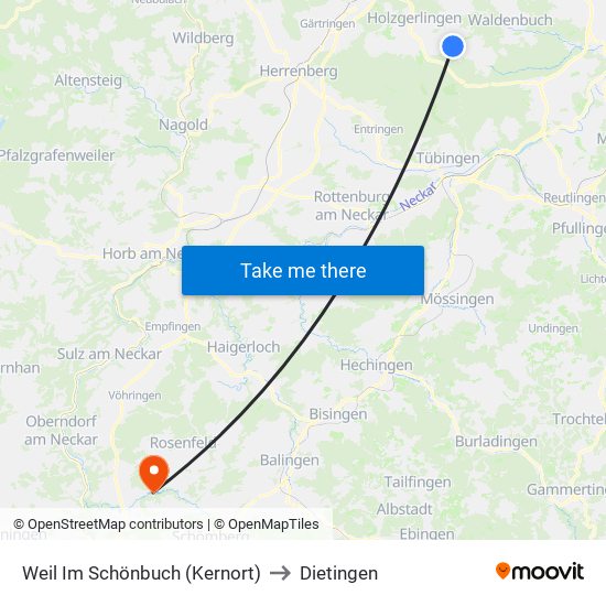 Weil Im Schönbuch (Kernort) to Dietingen map