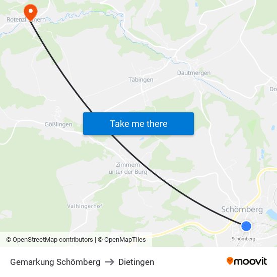 Gemarkung Schömberg to Dietingen map