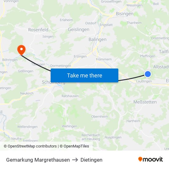 Gemarkung Margrethausen to Dietingen map