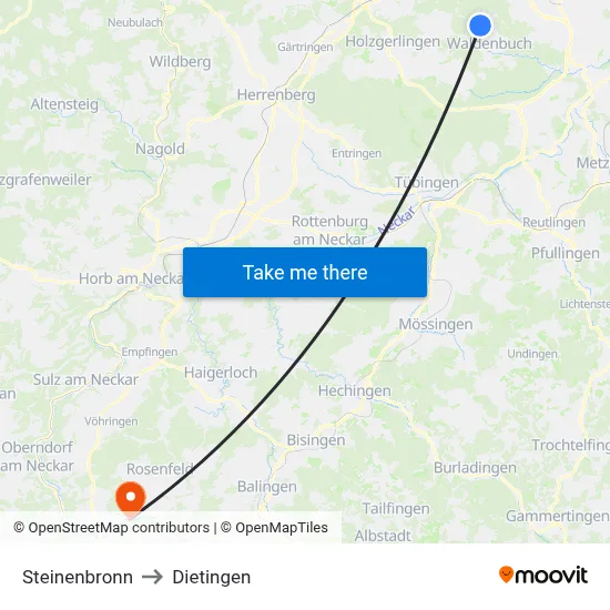 Steinenbronn to Dietingen map