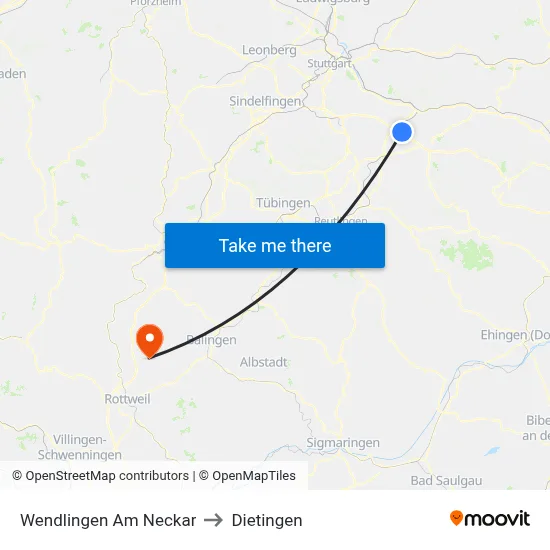 Wendlingen Am Neckar to Dietingen map