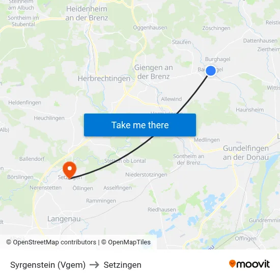 Syrgenstein (Vgem) to Setzingen map