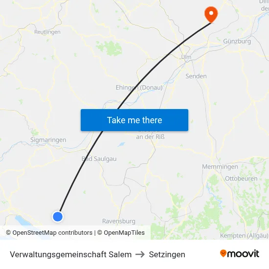 Verwaltungsgemeinschaft Salem to Setzingen map