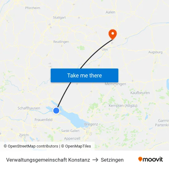 Verwaltungsgemeinschaft Konstanz to Setzingen map