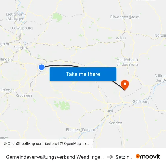 Gemeindeverwaltungsverband Wendlingen am Neckar to Setzingen map