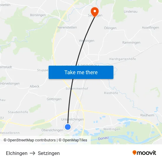 Elchingen to Setzingen map