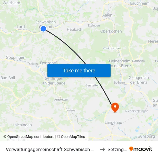 Verwaltungsgemeinschaft Schwäbisch Gmünd to Setzingen map