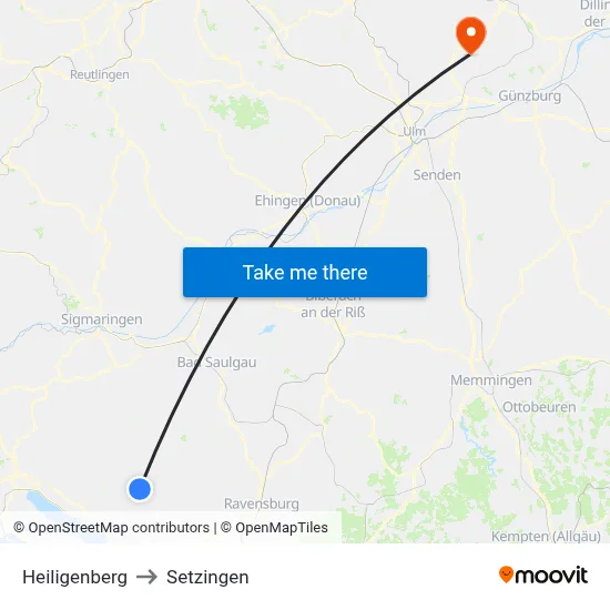 Heiligenberg to Setzingen map