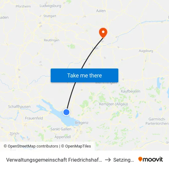 Verwaltungsgemeinschaft Friedrichshafen to Setzingen map
