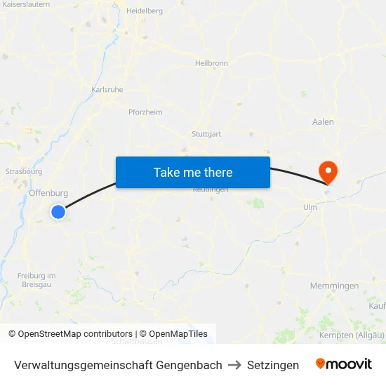 Verwaltungsgemeinschaft Gengenbach to Setzingen map