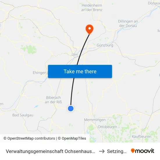 Verwaltungsgemeinschaft Ochsenhausen to Setzingen map