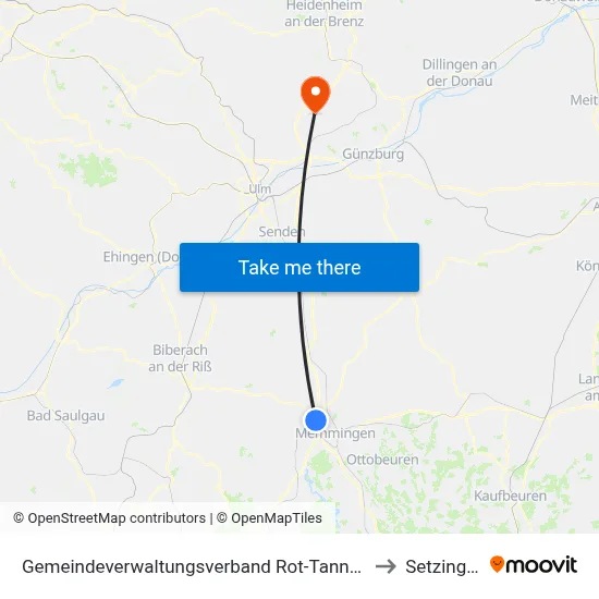 Gemeindeverwaltungsverband Rot-Tannheim to Setzingen map