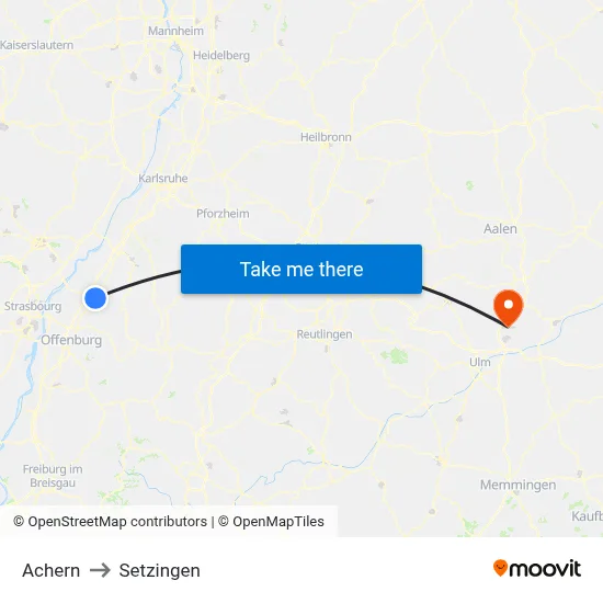 Achern to Setzingen map