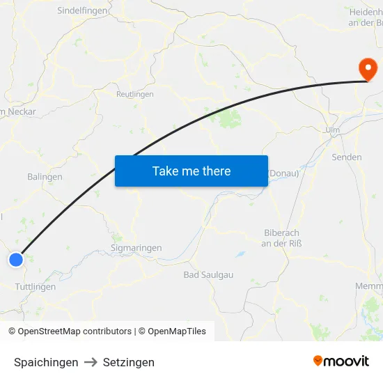 Spaichingen to Setzingen map
