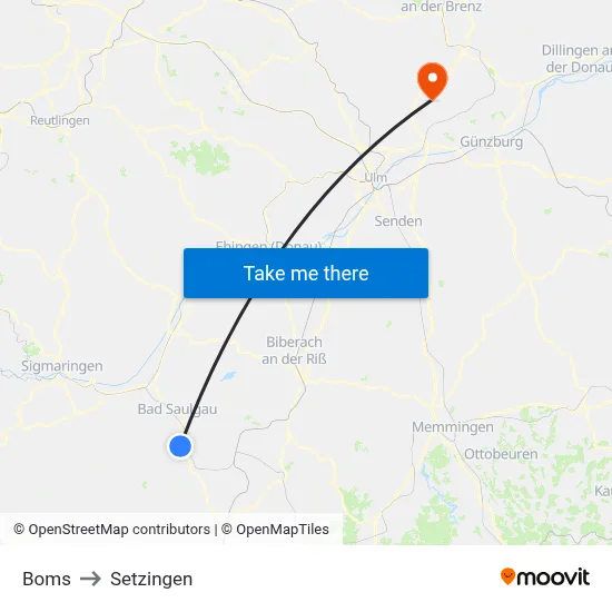 Boms to Setzingen map