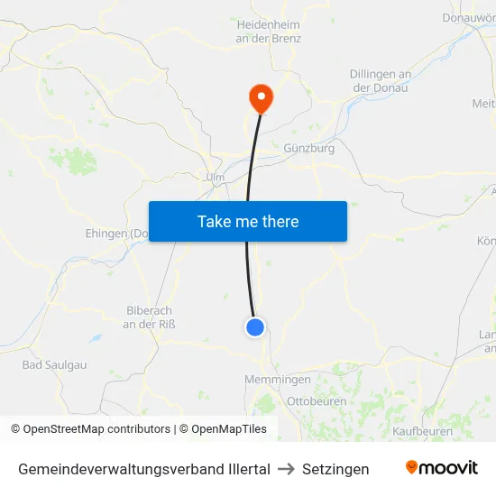 Gemeindeverwaltungsverband Illertal to Setzingen map