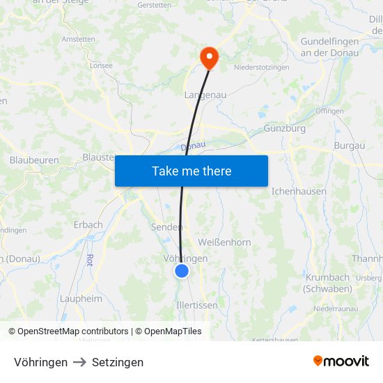 Vöhringen to Setzingen map