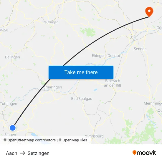 Aach to Setzingen map