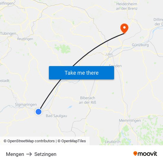 Mengen to Setzingen map