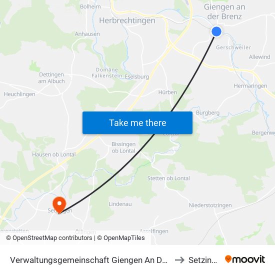 Verwaltungsgemeinschaft Giengen An Der Brenz to Setzingen map