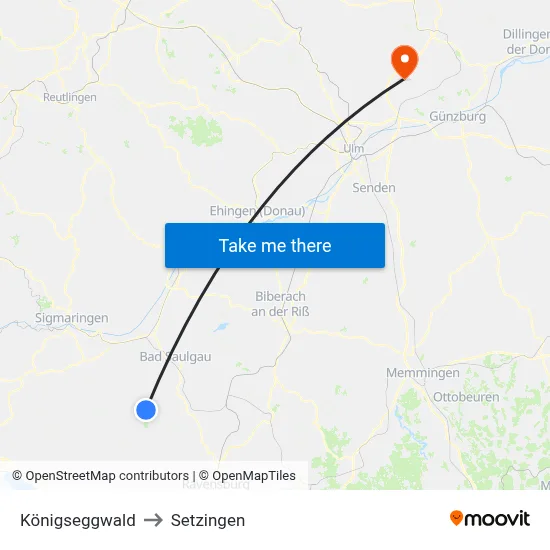 Königseggwald to Setzingen map
