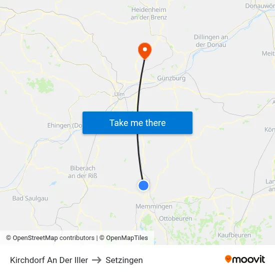 Kirchdorf An Der Iller to Setzingen map