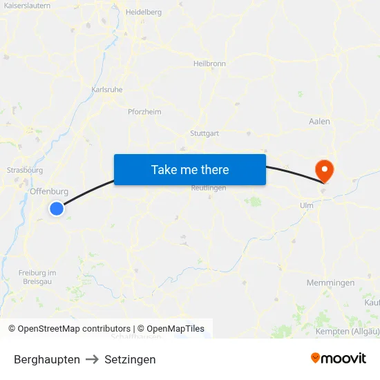 Berghaupten to Setzingen map