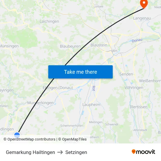 Gemarkung Hailtingen to Setzingen map