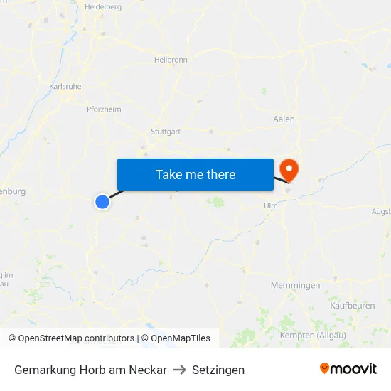 Gemarkung Horb am Neckar to Setzingen map