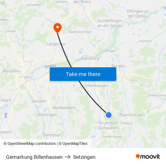 Gemarkung Billenhausen to Setzingen map