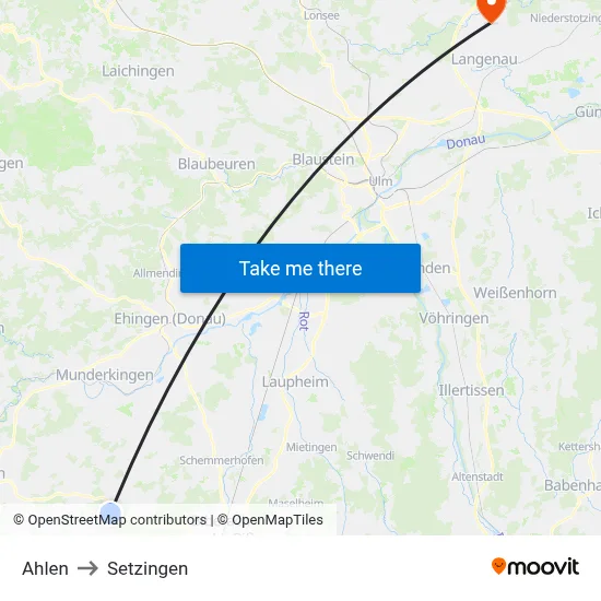 Ahlen to Setzingen map