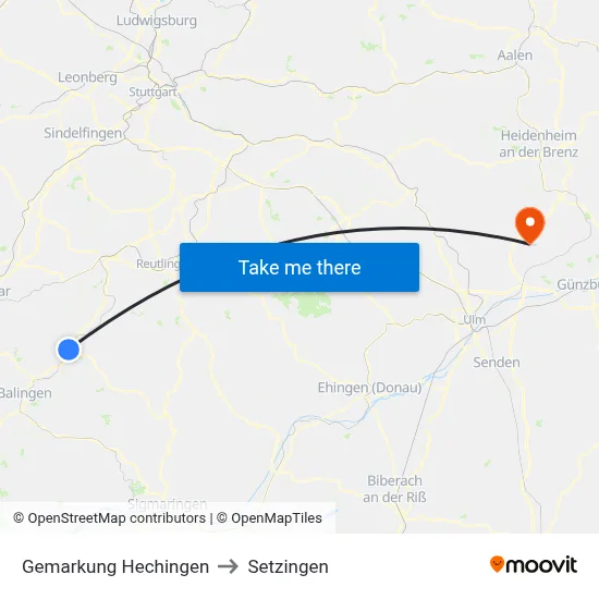 Gemarkung Hechingen to Setzingen map