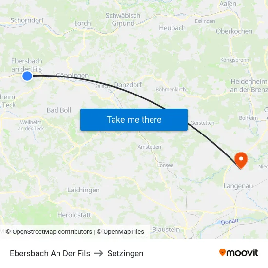 Ebersbach An Der Fils to Setzingen map