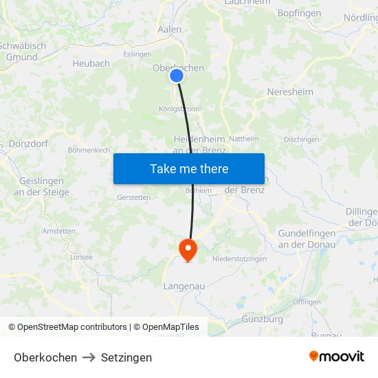 Oberkochen to Setzingen map